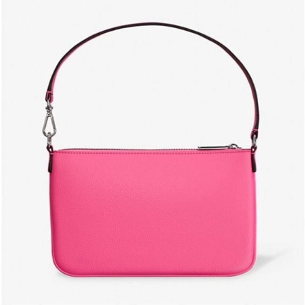 🌺 MICHAEL KORS Jet Set Small Pebbled
Leather Convertible Wristlet NWT - Hibiscus - Picture 4 of 11
